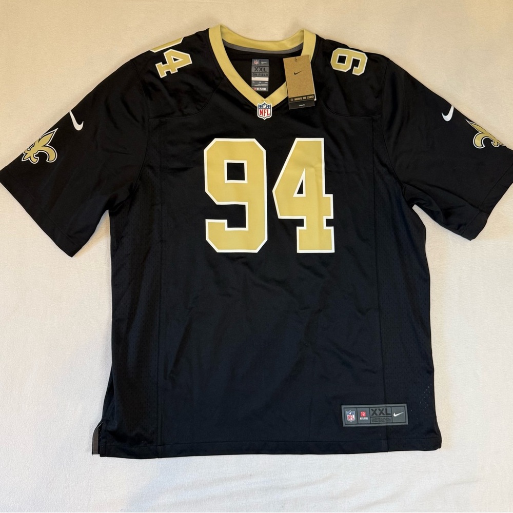 Nike Saints #94 Jersey XXL Black Football Cameron Jordan NFL Mens NWT Black Gold